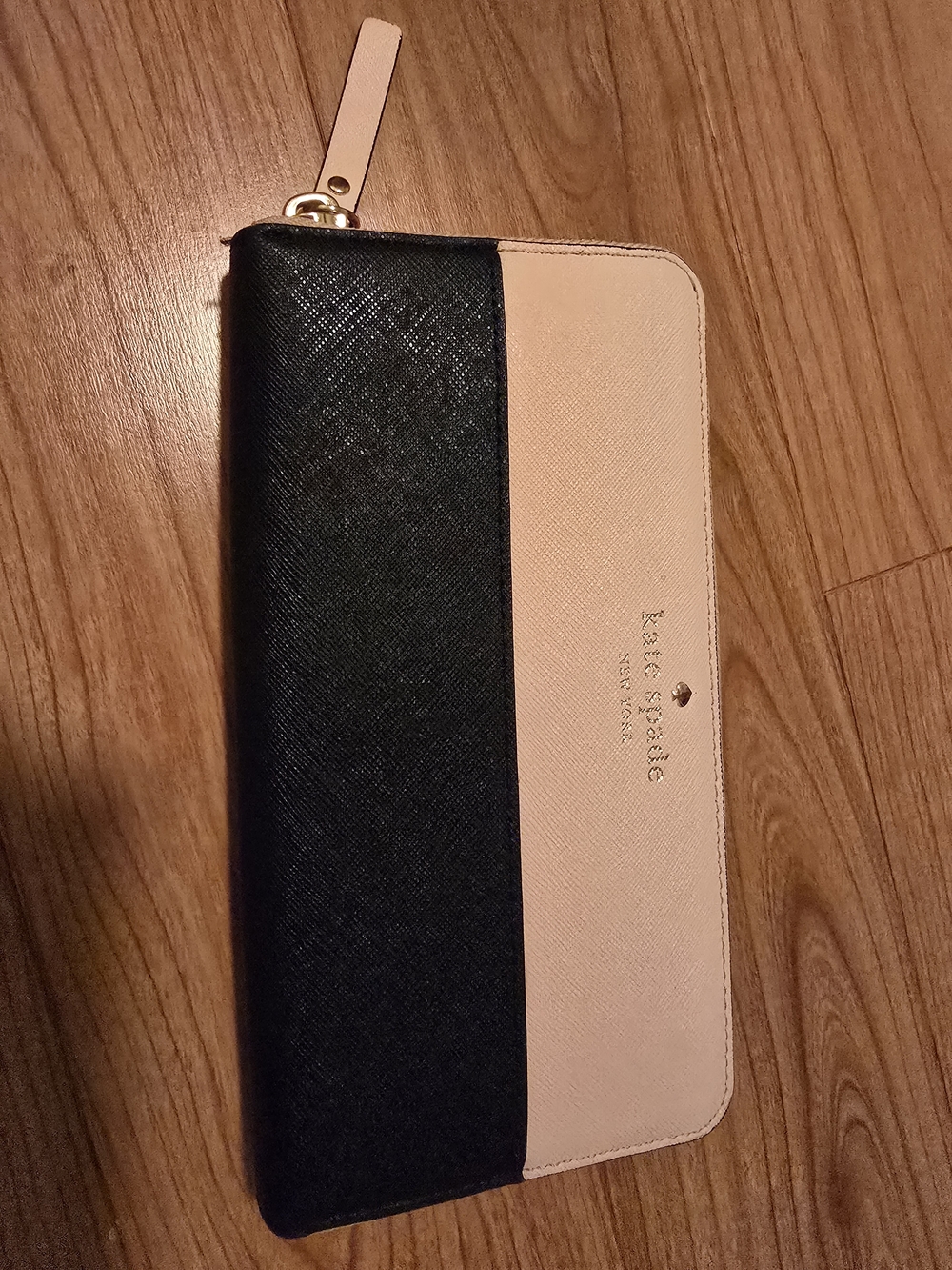 Kate Spade Colorblock Zip Around Wallet - Black & Light Pink